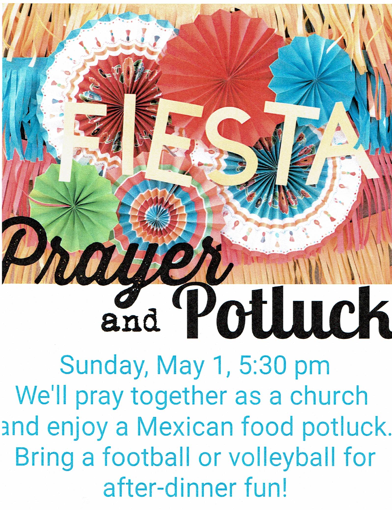 Monthly Prayer and Potluck Meeting:  Oct 2, 2022